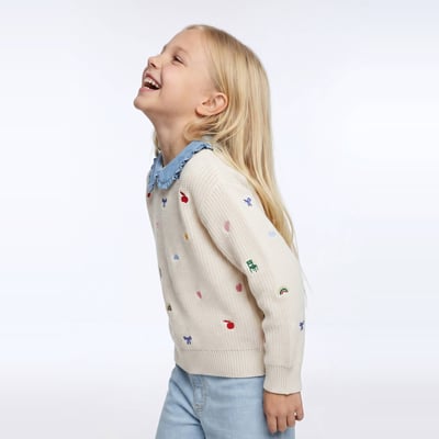 Pull brodé à col claudine MONOPRIX