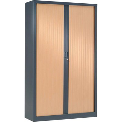 Armoire de bureau portes à rideaux 3 étagères PIERRE HENRY