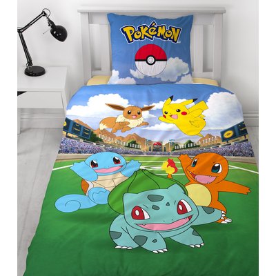 Pokémon, Parure de Lit Enfant Imprimée Réversible, PIKACHU BATTLE POKEMON