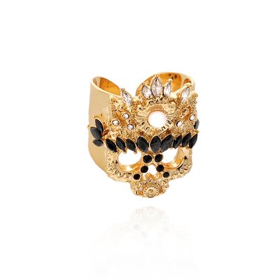Bague ajustable avec cabochon central et strass DARKER HIPANEMA