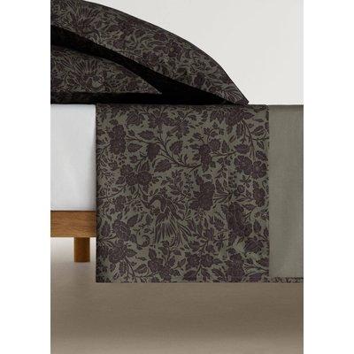 Drap percale de coton imprimé fleuri bicolore lit 90 cm MANGO HOME