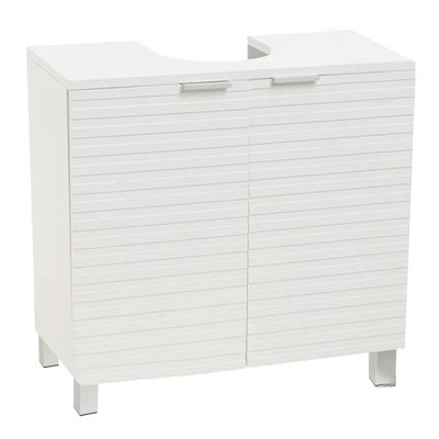 Meuble salle de bain sous lavabo en bois blanc 2 portes 60x30x60cm WADIGA