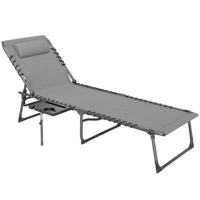 Chaise longue Tissu Oxford Gris OUTSUNNY