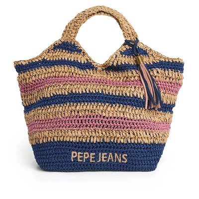 Sac Cabas À Rayures En Raphia PEPE JEANS