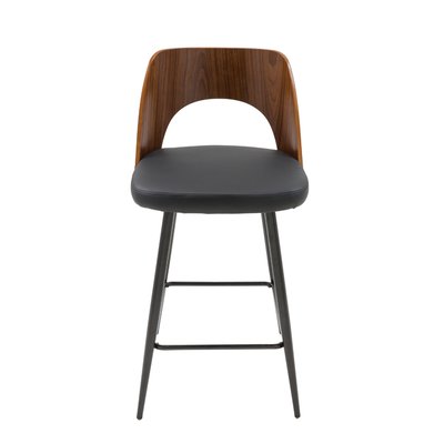 Chaise de comptoir en vinyle noir L45 cm - AUSTIN SIGNATURE