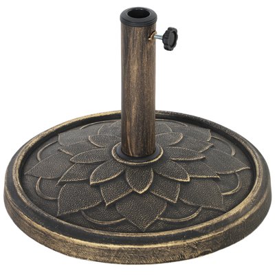 Pied de parasol rond résine imitation fonte motif fleur antique bronze OUTSUNNY