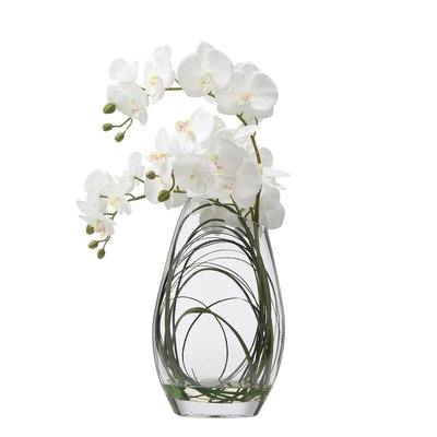 Composition d'orchidée artificielle avec vase et herbe d'ours H46 SIA DECO