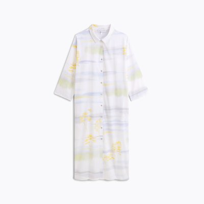 Chemise de nuit longue col classique en satin, HORIZONS LAURENCE TAVERNIER