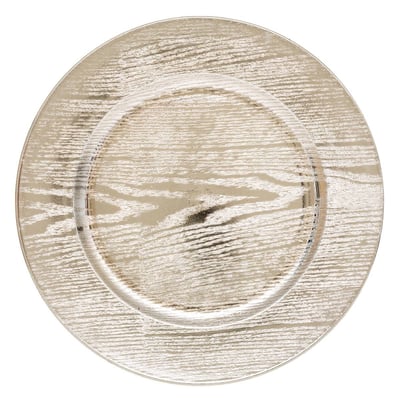 Assiette de présentation "Colorama de Noël" D33cm or motif bois ATMOSPHERA