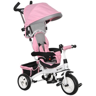 Tricycle enfant évolutif pare-soleil pliable canne télescopique amovible acier HOMCOM