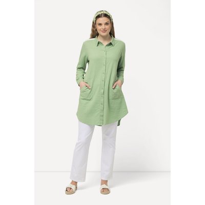Blouse longue en lin mélangé à col chemise ULLA POPKEN