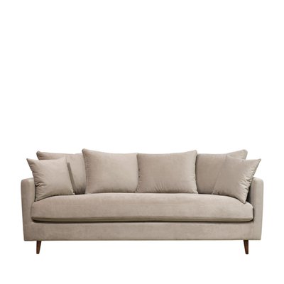 Canapé convertible 3 places en velours pieds bois foncé- VILLABON DRAWER