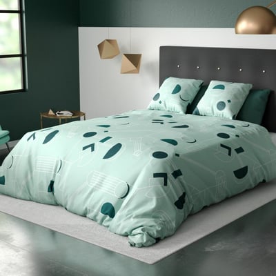 Parure housse de couette en microfibre imprimée, Hawak EDEN