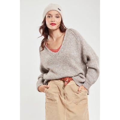 Armor-lux Pullover Donna Con Collo A V In Super Kid Mohair - Maglione Elegante E Morbido