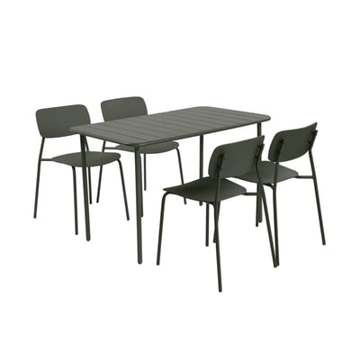 Table de jardin métal + 4 assises AMÉLIA + LIVA SWEEEK