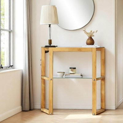 Console en verre et bois clair - 2 plateaux LHASA PIER IMPORT