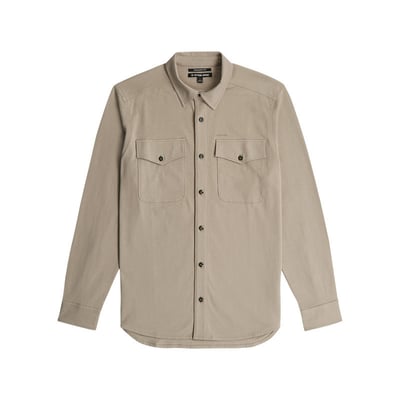 Chemise en coton biologique taupe unie avec une coupe slim et un col à revers G-Star RAW