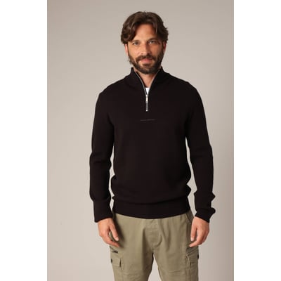Pull zippé en maille fine et col montant BURGOS DEELUXE