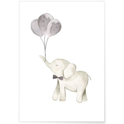 Affiche Enfant Éléphant Ballon L'AFFICHERIE