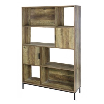Étagère Bibliothèque en Bois et Métal Noir 6 Casiers et 2 Placards WADIGA