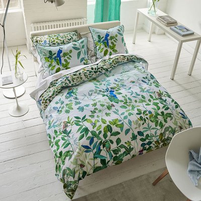 Housse de couette imprimée en satin de coton, VOLIERE SKY DESIGNERS GUILD