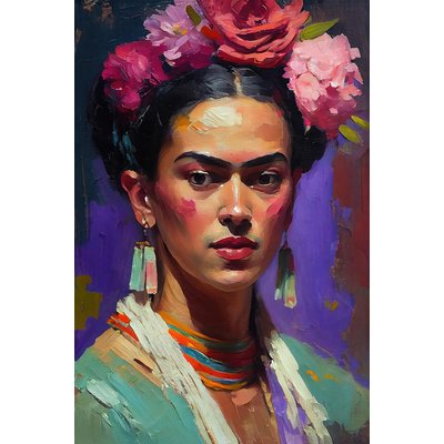 Tableau de fleurs portrait de frida HEXOA