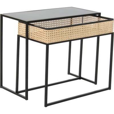 Table basse en métal et rotin, élégance RECOLLECTION
