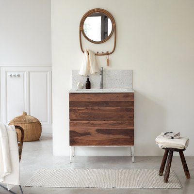 Meuble Salle de Bain en palissandre massif et terrazzo premium Moon 80 NOVA TIKAMOON