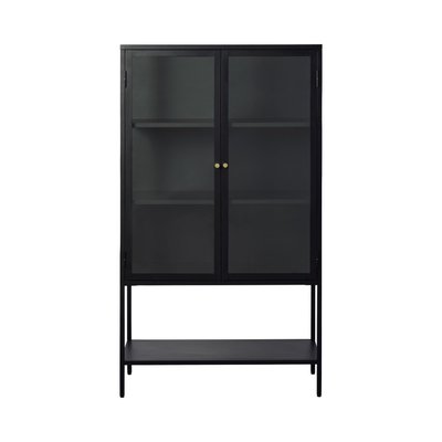 Buffet haut 2 portes en verre trempé et métal H160cm - ADARE DRAWER