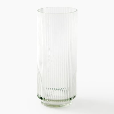 Vase droit et strié, 10x28cm, en verre MONOPRIX