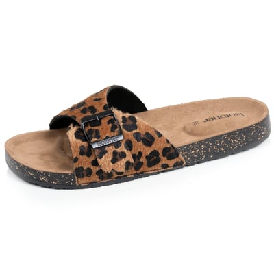 Mules claquettes à simple bride léopard, semelle intérieur patch talon ultra confortables ISOTONER