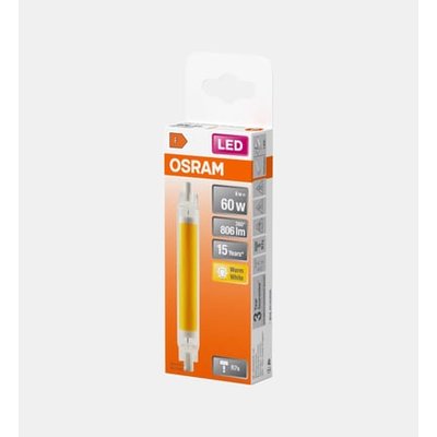 Ampoule R7s Led Crayon Slim Line Verre - 60w - 118 Mm Blanc Chaud OSRAM
