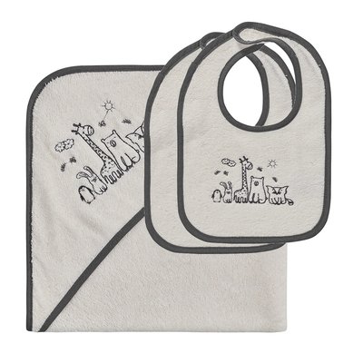 Ensemble bébé cape de bain + 2 bavoirs BABY JUNGLE SENSEI MAISON