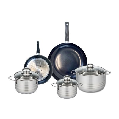 Set de 2 poêles 20 et 28 cm et 3 faitouts Prima Brillant ELO