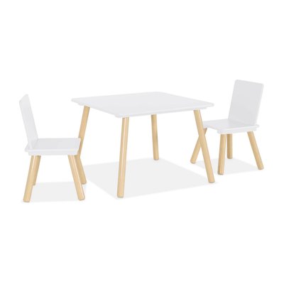 Table carrée enfant bois de pin 2 chaises JUDITH SWEEEK