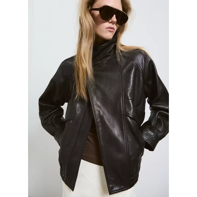 Veste oversize cuir poches MANGO