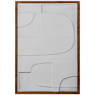 Tableau décoratif abstrait bois et blanc 59x4x87cm WADIGA