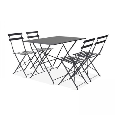 Salon de jardin table bistrot et 4 chaises pliantes, ROME OVIALA