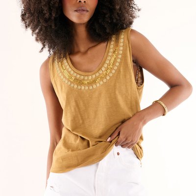 Top débardeur col rond avec broderie sequins ALIX WILD
