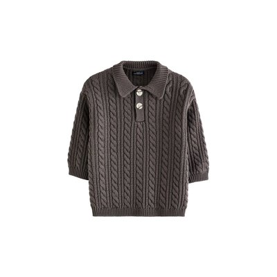 Pull en maille torsadée avec col boutonné NEXT