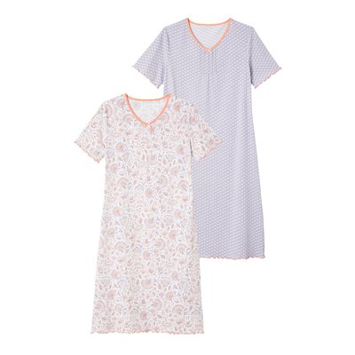 Lot de 2 Chemises de nuit pur coton peigné DAMART