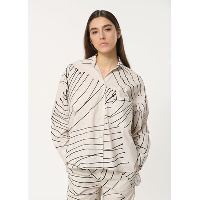 Chemise blanche oversize à imprimé feuilles HUMILITY