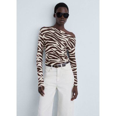 T-shirt zèbre col asymétrique MANGO