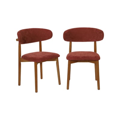 Chaise bois d'hévéa noyer et tissu chenille (lot de 2) PAOLA SWEEEK