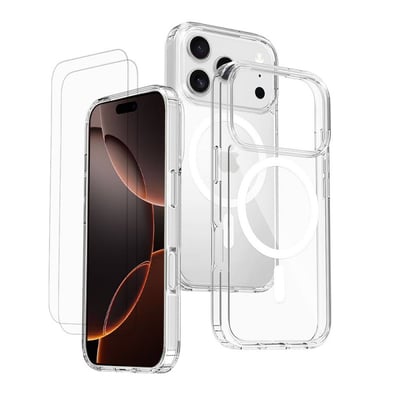 Coque Anti-choc compatible Magsafe pour iPhone 17 Pro Max Transparente + 2 vitres EVETANE