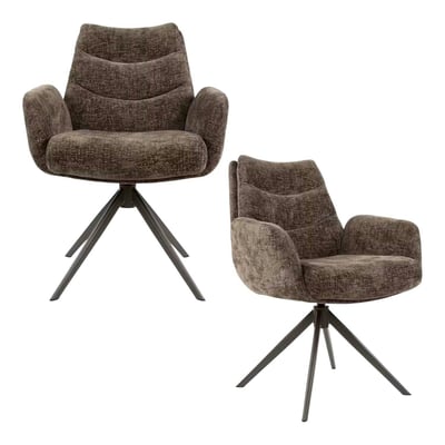 Fauteuil pivotant (lot de 2) tissu chenille TAJ PIER IMPORT