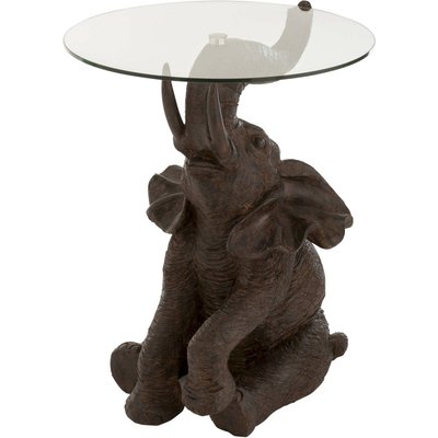 Table d'appoint en résine, plateau en verre JOLIPA