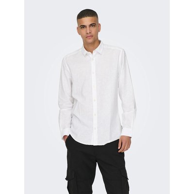 Рубашка slim fit из хлопка и льна ONLY & SONS