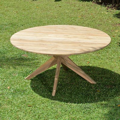 Table ronde en teck recyclé D 165 cm - SAKAI GECKO JARDIN