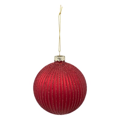 Boule striée pailletée 10 cm verre FEERIC LIGHTS & CHRISTMAS